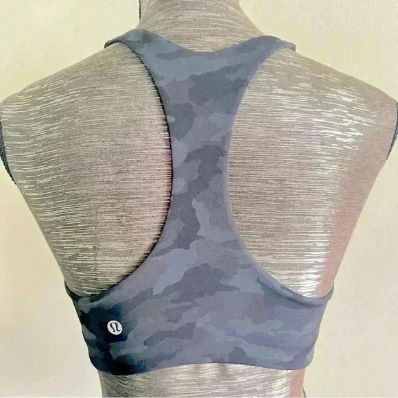 LULULEMON ATHLETICA GREY BLUE ARMY SAFARI SPORTS BRA SIZE S - Picture 2 of 11